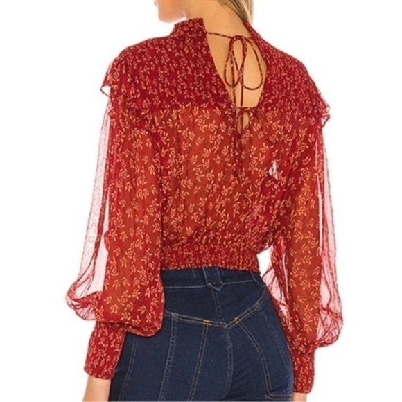 Free People Roma Blouse Berry Combo Red Large - Picture 2 of 12